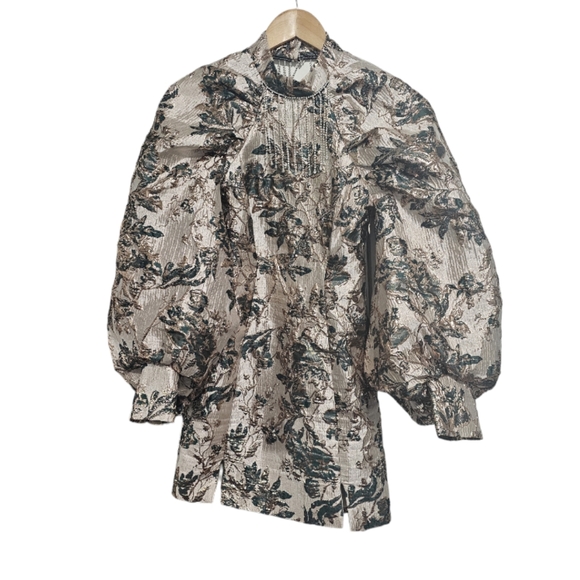 Floral Puff Sleeve Mini Dress - Picture 2 of 7